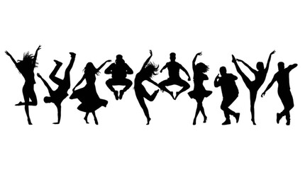 Fototapeta premium Silhouette people dancing and celebrating together