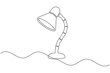 Obraz premium Gooseneck desk lamp one line drawing continuous line art minimalist flexible study lamp outline vector illustration