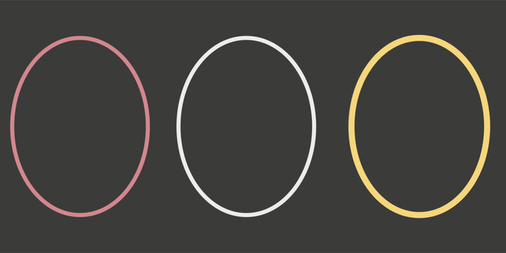 PrintGold, silver, and bronze circular frames set. Thin metal rings for medal or award design. Blank glossy buttons or stamps on black background