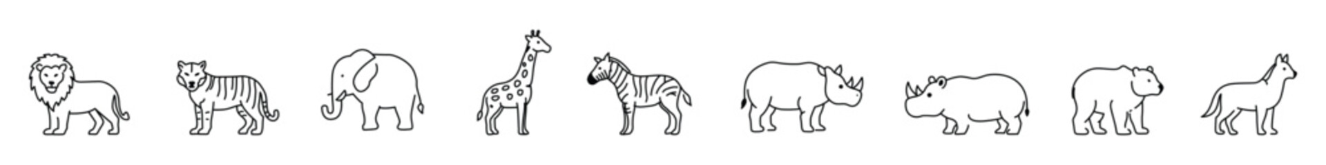 Obraz premium Wild Animal Outline Silhouette Icons Bundle Collection