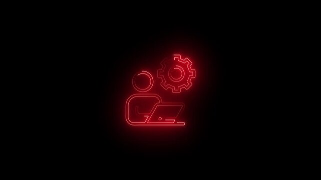 Glowing Neon Knowledge Base Icon, Symbol of Information, Learning, and ExpertiseModern Workplace Office Interior Design Comfortable Workspace Employee Productivity Home Office