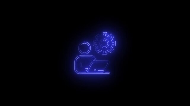 Glowing Neon Knowledge Base Icon, Symbol of Information, Learning, and ExpertiseModern Workplace Office Interior Design Comfortable Workspace Employee Productivity Home Office