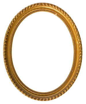 oval gilded old picture frame with transparent background (png image)	