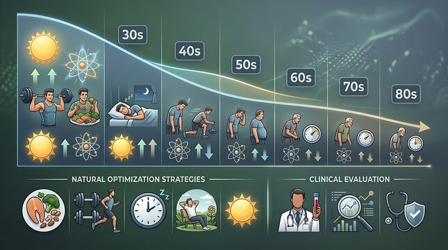 Infographic showing health optimization strategies across aging process