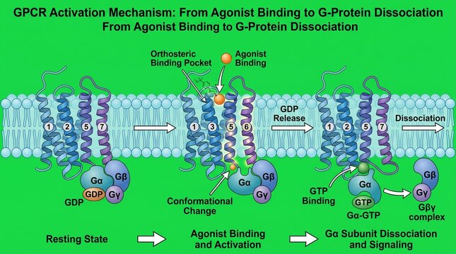 Gpcr activation mechanism from agonist binding to gprotein dissociation process