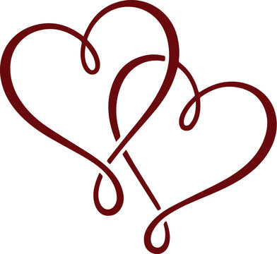 Decorative flourish ornament in a shape of two connected hearts