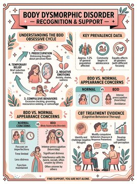 Body dysmorphic disorder infographic for recognition and support