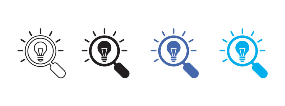 finding icon set multiple style collection with magnifying glass, target, location pin and discovery concepts for web and mobile interfaces