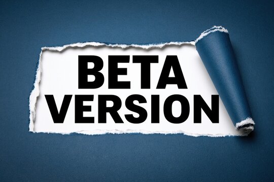 Beta Version Concept Sign on Torn Paper