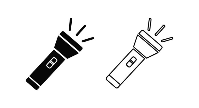 Vector illustration of flashlight icon set, vector illustration of handheld torch light on a transparent background