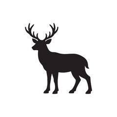Fototapeta premium Deer Elk Silhouette Vector Illustration Isolated on White Background