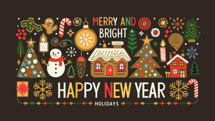 Holiday elements illustration a colorful vector pattern for seasonal greetings © Chapala