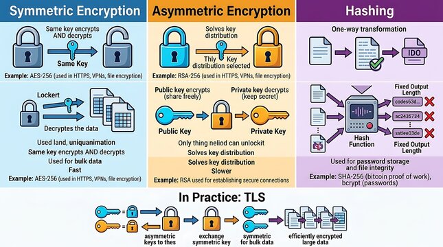 Comparison of symmetric encryption asymmetric encryption and hashing