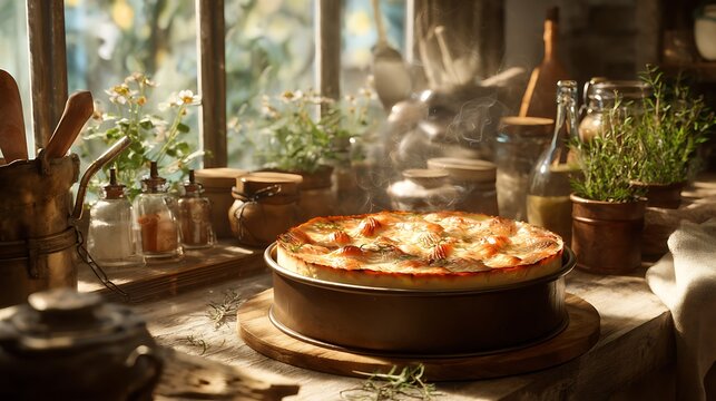Smoked salmon cheesecake in springform pan