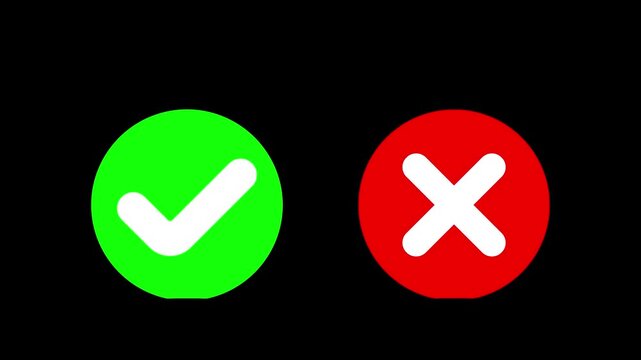 Green check and red cross mark switch buttons on white background. 4K