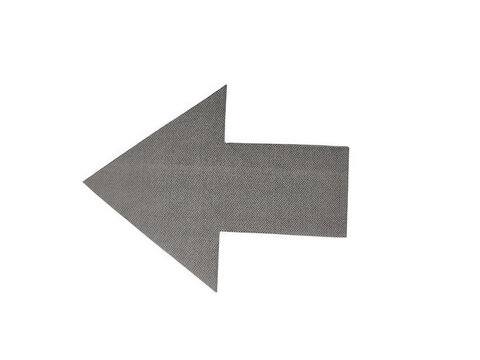 A grey arrow icon pointing to the left made of small repeating binary code digits isolated on transparent background