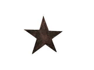 A simple hand drawn dark brown watercolor star shape on a textured paper surface isolated on transparent background © Megla