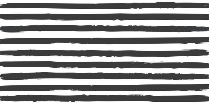 Black hand drawn horizontal paint brush strokes pattern with rough texture on a simple design background style