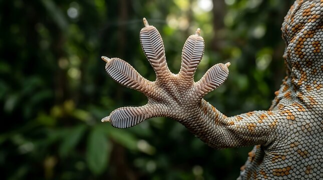 Macro view of a tokay gecko foot with detailed toe pads