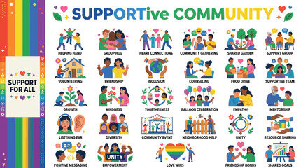 Fototapeta premium Equality and Supportive Community Icons A Vibrant Collection Celebrating Diversity and Belonging