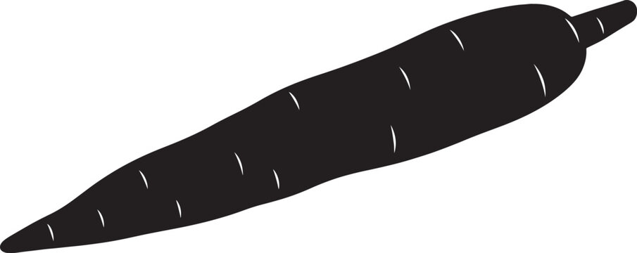 Cassava root in black color with checkered background for food design concept.