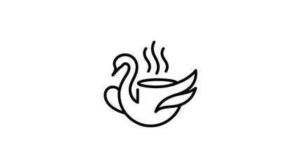 Obraz premium Minimalist swan coffee cup logo design.