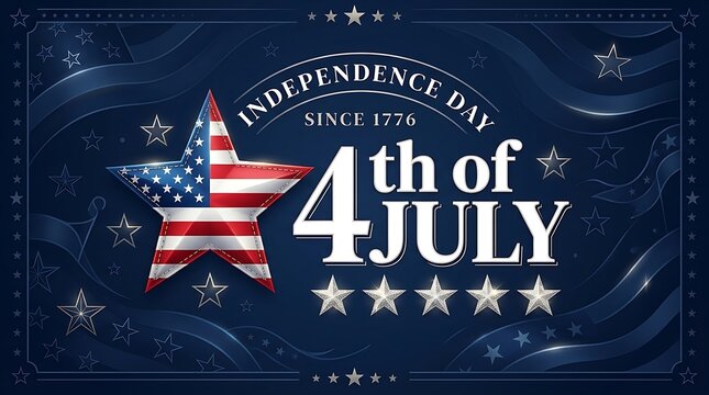 Independence day 4th of july celebration banner with american flag star