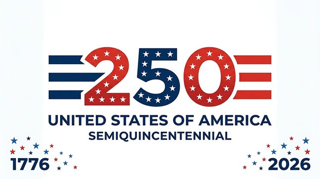 United states semiquincentennial 250th anniversary logo isolated on white background
