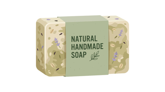 Natural handmade soap, eco friendly soap, green soap, organic soap, bar soap isolated on White Background