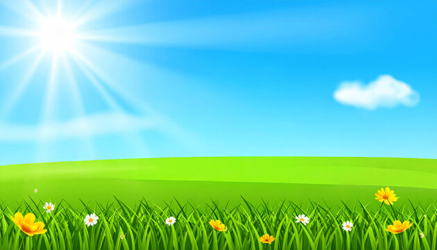 Summer Seasonal banner concepts with green grass with Copyspace