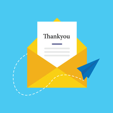 Graphic of Yellow Envelope with Blue Letter and Airplane