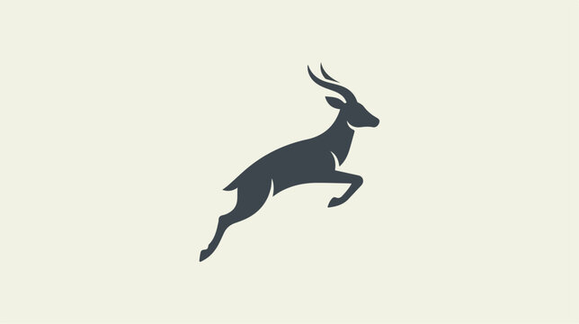 Minimalist leaping gazelle logo design vector illustration.