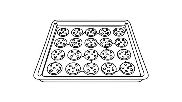 Hand drawn baking sheet with cookies