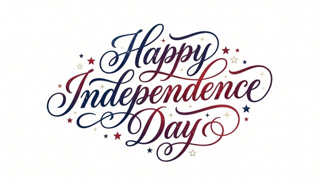 Happy Independence Day elegant calligraphy script banner on white background