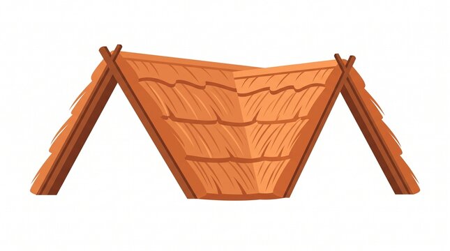 Rustic Thatched Roof Illustration Featuring Natural Straw Texture and Traditional Gable Design for Countryside Architectural Elements