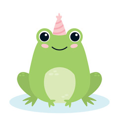 Fototapeta premium Frog in a pink party hat
