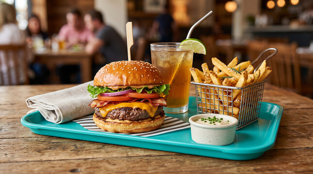 burger and fries