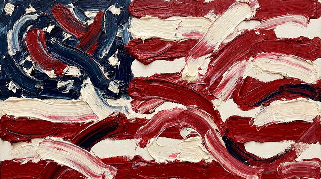 Artistic American flag oil painting with texture