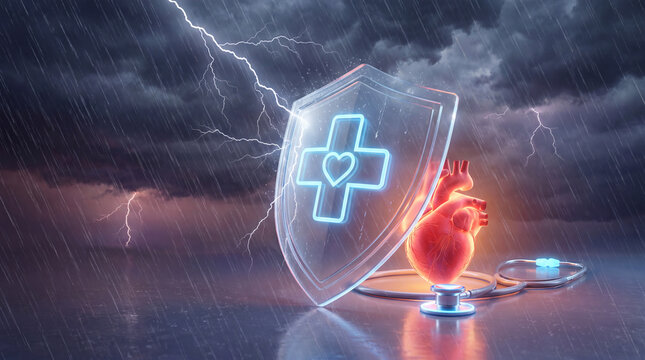 Medical shield heart stethoscope storm rain protection