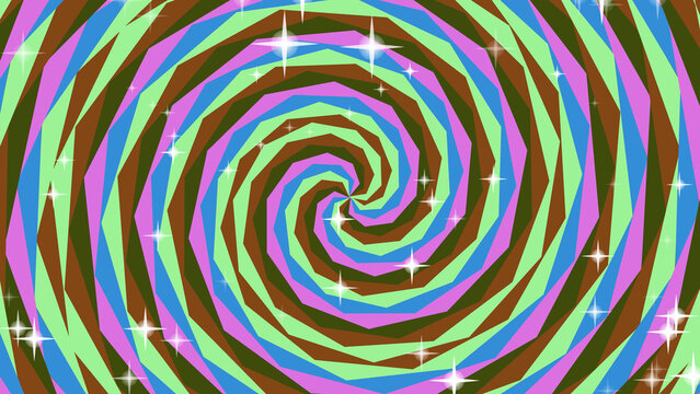 Motion hypno Hypnotic Swirl Pattern Animation with Sparkles and Twinkling Stars Abstract Background
