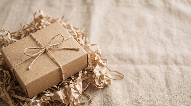 Rustic Gift Box with Twine on Eco Filler