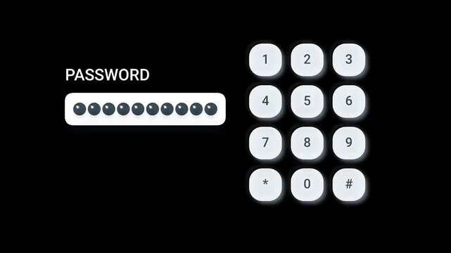 Digital security screen displaying a password input field and a keypad with an access denied message