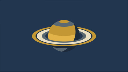 Minimalist flat vector illustration of the planet Saturn with rings. © Damar