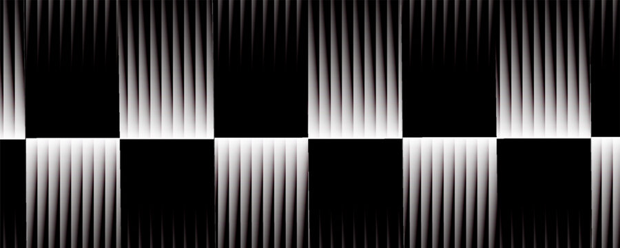 Black and white striped halftone gradient. Fading line gradation background. Repeating strip pattern backdrop. Parallel lines wallpaper for overlay, print, cover. Vector Doppler effect concept