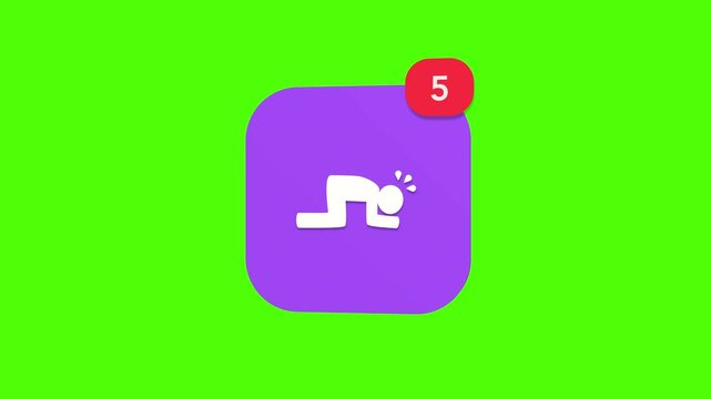 3D heartbroken full body person silhouette hitting the ground floor while crying in depression notification icon popping up on green screen.