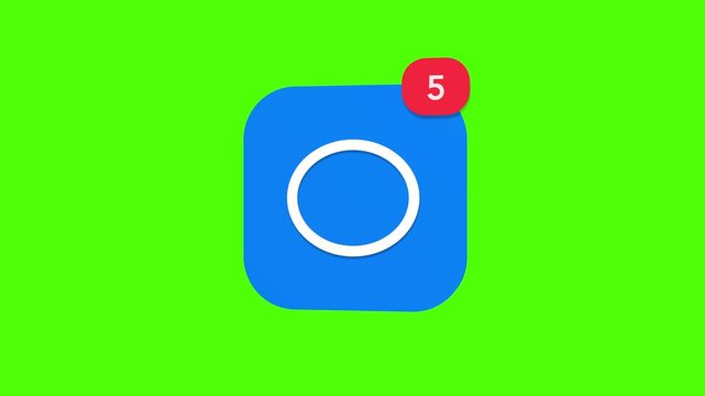 3D minimalist clean glowing geometric circle shape frame layout line notification icon popping up on green screen.