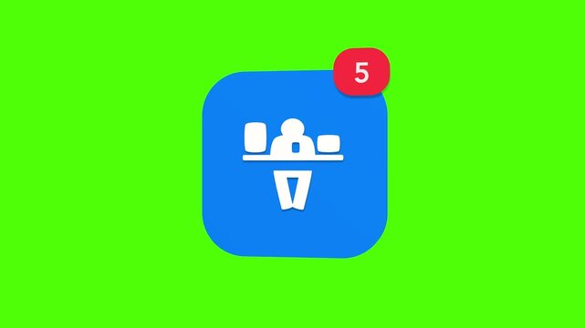 A 3D desk worker full body silhouette sitting at a table with surrounding document files and a smartphone notification icon popping up on a green screen chroma key background.