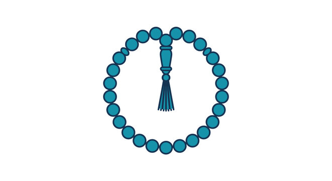 Islamic subha prayer beads icon vector illustration. Muslim tasbih rosary for dhikr and Ramadan, isolated on white background.