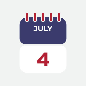 Independence Day July 4 Calendar Icon Vector Design for USA National Holiday and Freedom