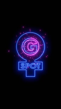Metaphor of exploring female sexuality. Spot-g erogenous zone concept. Neon glowing.